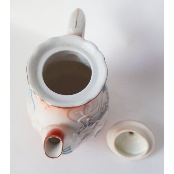 Vintage Moriage Dragon Ware Teapot Sugar Bowl Creamer 6 Demi Tasse Cups & Saucer - Picture 10 of 10